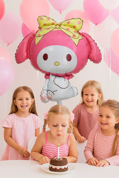 Folyo Balon My melodi -kuromi Temalı 80X75 pembe  Büyük Doğum Günü Parti Balonu ürün görseli 1
