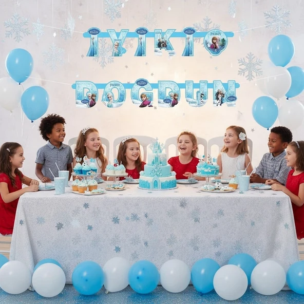 Frozen İyi Ki Doğdun Banner Kız Çocuk Doğum Günü Parti Süsü Dekorasyonu ürün görseli 1