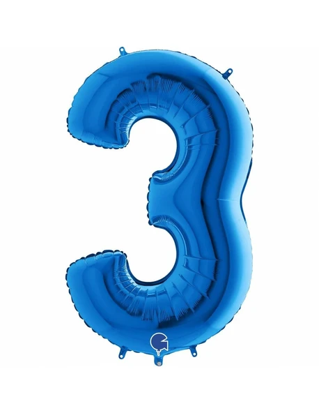 3 Rakam Folyo Balon Mavi 40Inc 100cm ürün görseli 1