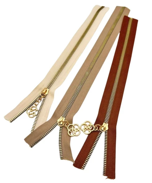 Çanta Aksesuar Başlıklı Fermuar Set 30 Cm Light Gold Metal (Taba, Krem, Bej) ürün görseli 1