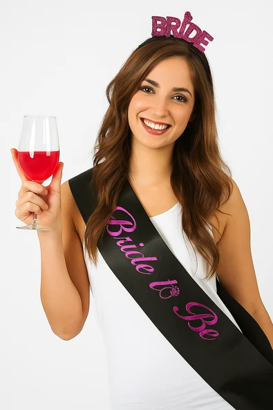 Bride To Be Kuşak Siyah Fuşya ürün görseli 1