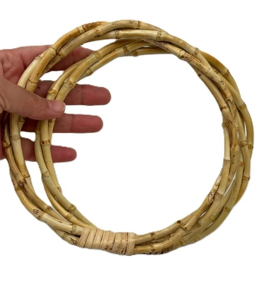 Çanta Aksesuar 17 Cm Çift Gerçek Bambu Çanta Sapı  Sarmal Model ürün görseli 1