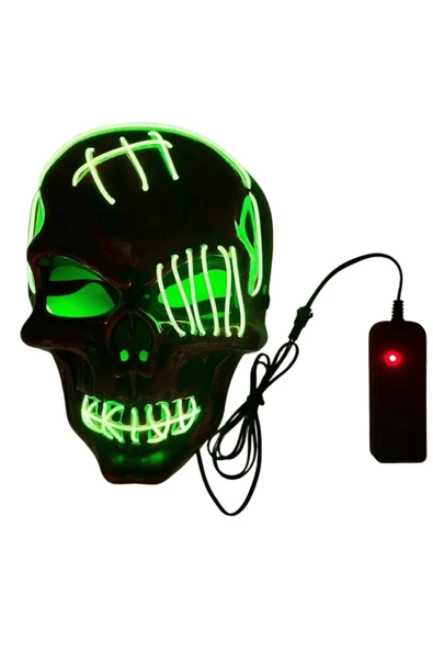 Halloween maske pilli neon ışıklı maske yeşil ürün görseli 1
