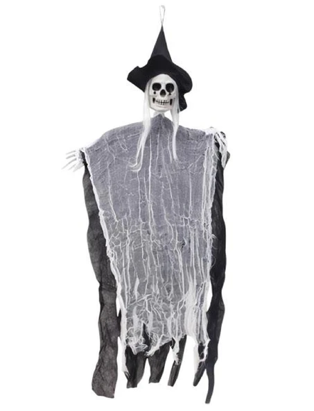 Halloween Cadılar Bayramı İskelet Korkuluk Şapkalı Saçlı 100 Cm Korku Aksesuarı ürün görseli 1