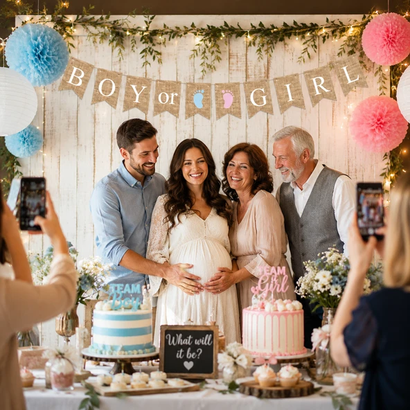 Cinsiyet Partisi Banner Jüt Görünümlü Boy Girl 10 Bayraklı Parti Süsü Dekoru ürün görseli 1