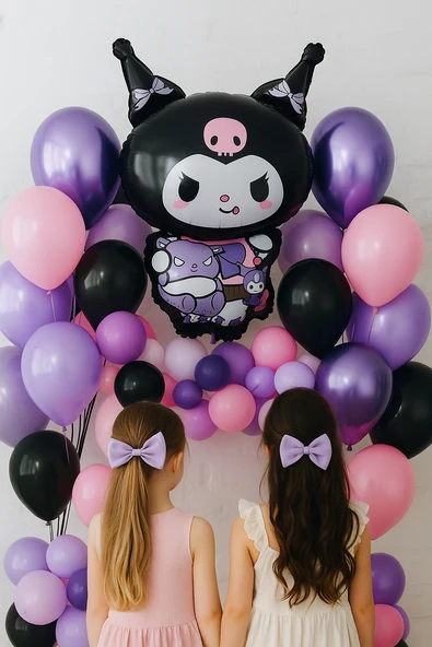 Folyo Balon Kuromi Temalı 80x50 cm mor-siyah Tonlarında Doğum Günü Balonu ürün görseli 1