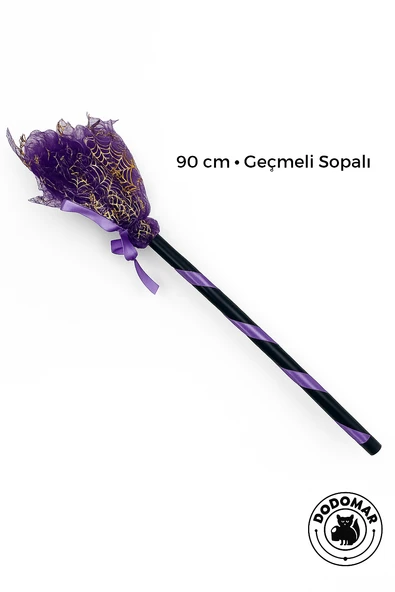 Halloween Cadı Süpürgesi Tüllü Mor - Resim 7
