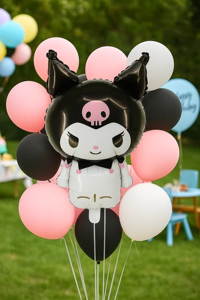 Folyo Balon Kuromi 80x50 cm siyah Büyük Doğum Günü Balonu ürün görseli 1
