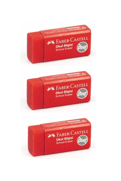 Faber Castell Küçük Kırmızı Okul Silgisi 3 lü ürün görseli 1