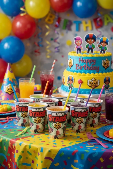 Brawl Stars Karton Bardak 8 Adet Doğum Günü Parti İçecek Bardağı Seti ürün görseli 1