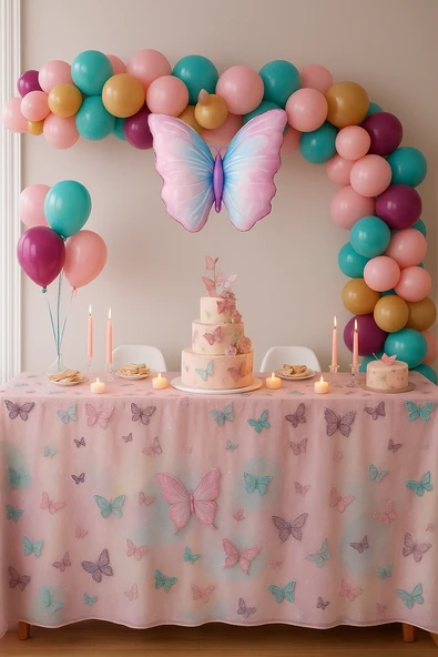 Folyo Balon Kelebek Temalı Pembe Tonlarda 82X52cm Doğum Günü Süsü Sadece Folyo Balon ürün görseli 1