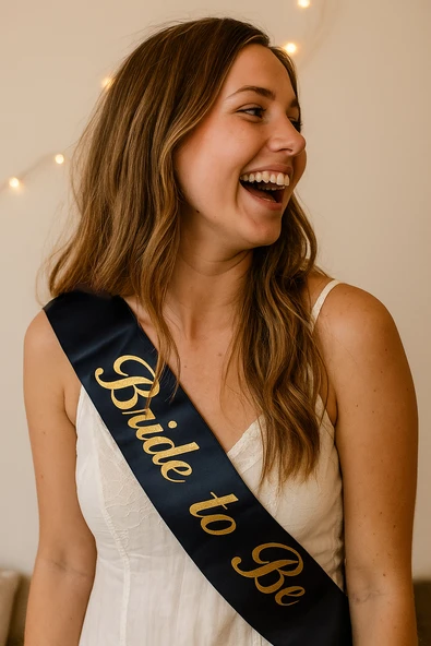 Bride To Be Kuşak Siyah Üstüne Yazı GOLD-Altın ürün görseli 1