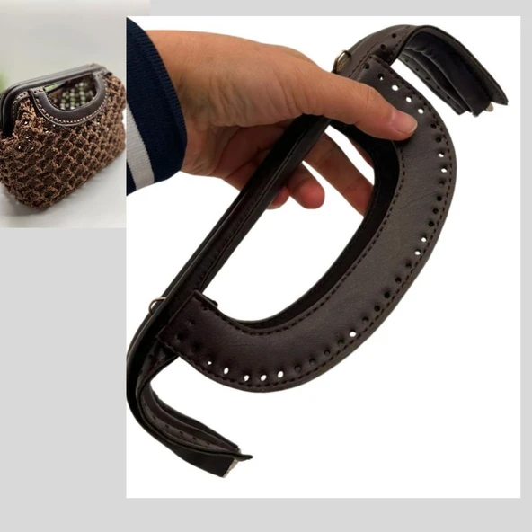 Çanta Aksesuar 25 cm Suni Derili Koyu Kahve Renk Gizli Çanta Bursu Yeni Model ürün görseli 1