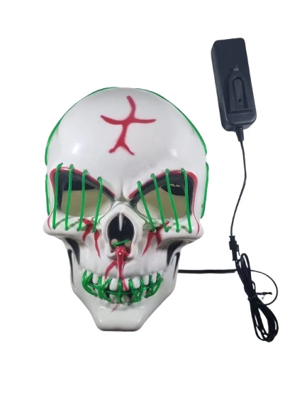 Halloween Maske Kuru kafa Işıklı Yeşil Teller - Resim 7