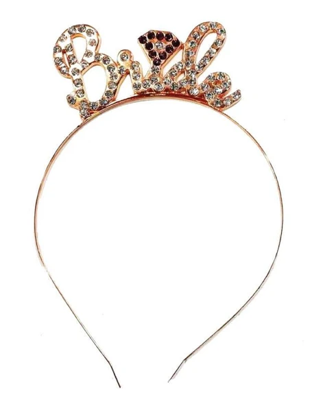Taç BRİDE metal taşlı elmaslı elyazılı ROSEGOLD ürün görseli 1