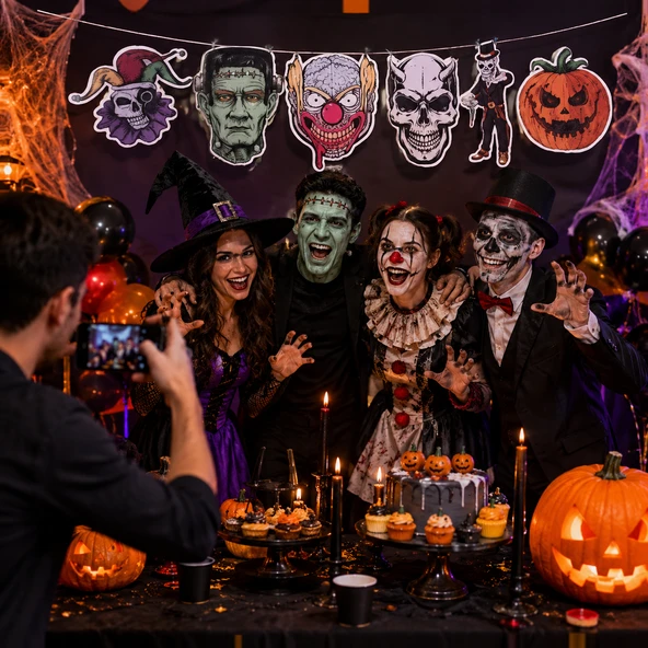 Halloween Cadılar Bayramı Banner Korku Figürlü Parti Süsü Dekorasyon Seti ürün görseli 1