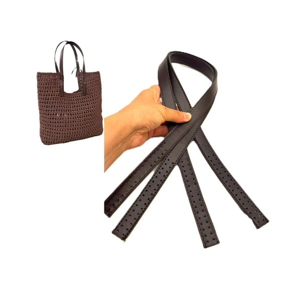 Çanta Aksesuar 80x2 cm Koyu Kahve Renk 16 Delikli Model Çift Çanta Sapı ürün görseli 1
