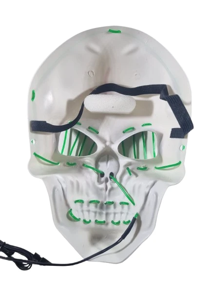 Halloween Maske Kuru kafa Işıklı Yeşil Teller - Resim 8