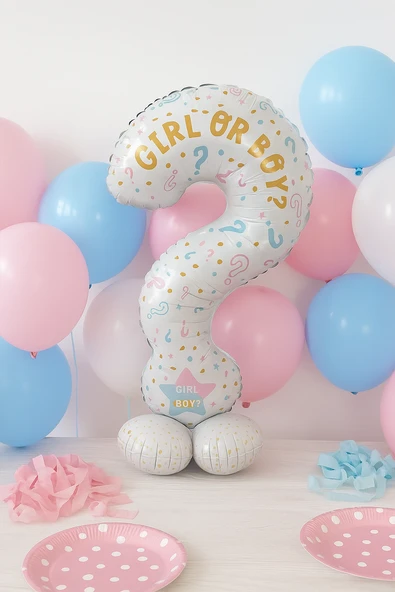 Folyo Balon  SORU İŞARETİ 60x110cm Cinsiyet Partisi Ayakta Durabilen Cinsiyet Partisi Temalı Folyo Balon ürün görseli 1