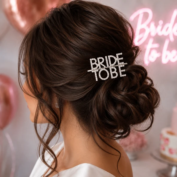 Bride To Be Yazılı Gümüş Taşlı Toka Bekarlığa Veda Gelin Partisi Saç Aksesuarı ürün görseli 1