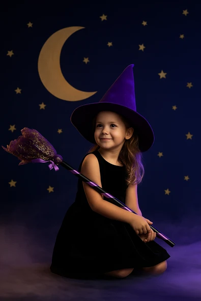 Halloween Cadı Süpürgesi Tüllü Mor ürün görseli 1