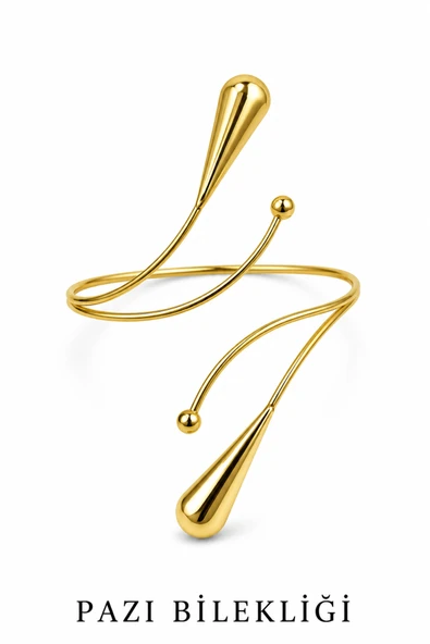 Spiral Kıvrımlı Model Gold Renk Ayarlanabilir Kol Pazu Bilekliği ürün görseli 1