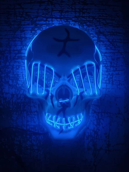 Halloween Maske Kuru kafa Işıklı Laciver Teller ürün görseli 1