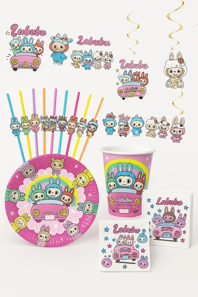 Labubu Temalı peç+taba+bard+pip+ban+sark set - Resim 2