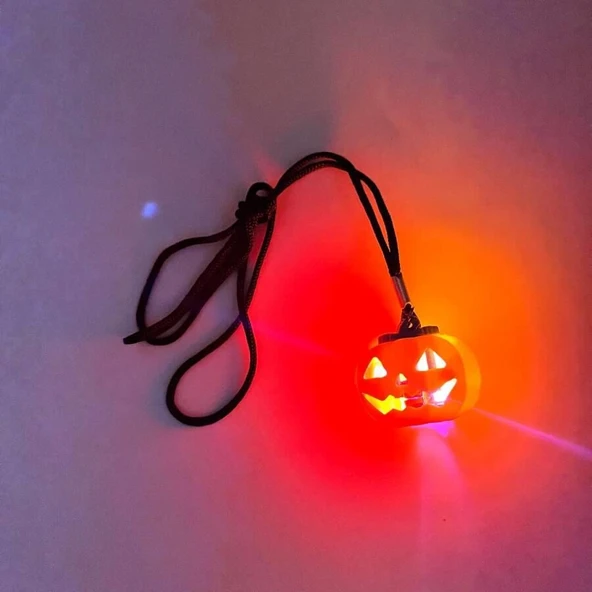 Halloween Cadılar Bayramı Bal Kabağı Kolye Işıklı 14cm çap Parti Aksesuarı ürün görseli 1