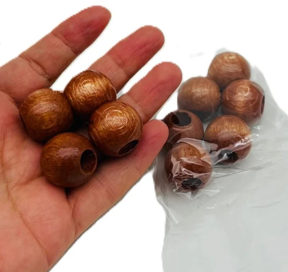 Çanta Aksesuar 22 mm Ahşap Yuvarlak Boncuk Taba Renk 10 Adet ürün görseli 1