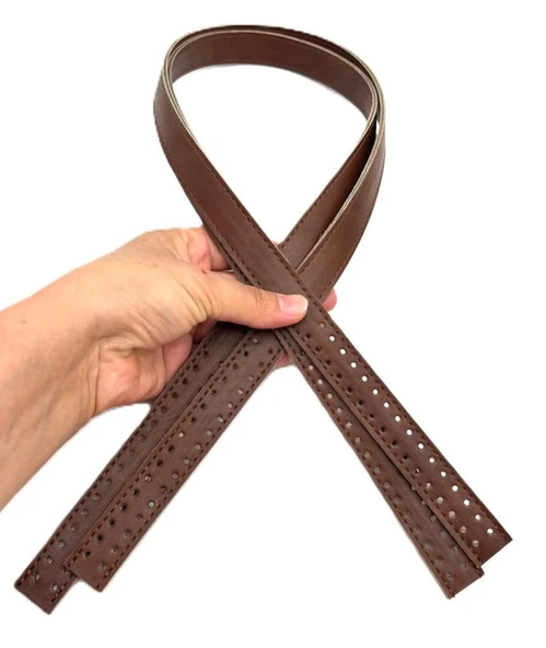 Çanta Aksesuar 80x2 cm Taba Renk 16 Delikli Model Çift Çanta Sapı - Resim 2
