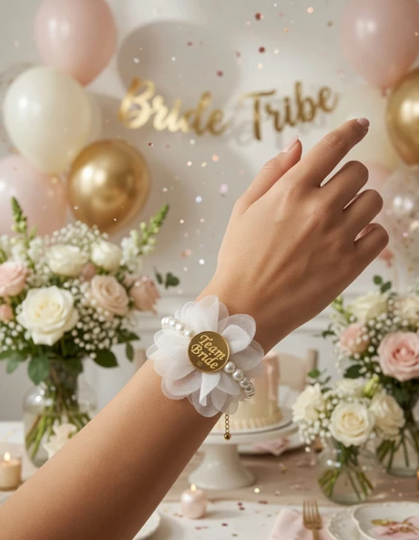 Bride Team İncili Kurdaleli Bileklik Bekarlığa Veda Bridal Shower Aksesuarı ürün görseli 1