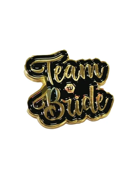 Team bride yaka rozeti siyah üstü gold yazı ürün görseli 1