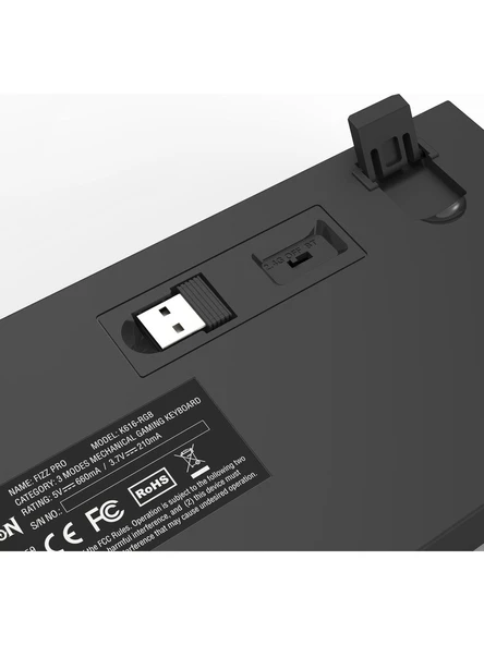 REDRAGON K616 FİZZ PRO RGB RED SWİTCH 2.4GHZ KABLOSUZ TÜRKÇE MEKANİK OYUNCU KLAVYESİ SİYAH - Resim 5