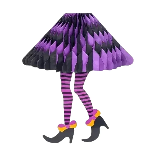 Halloween Cadılar Bayramına Özel Cadı Görselli Asmalı Petek Süs 30X21cm Mor-Siyah Renkler ürün görseli 1