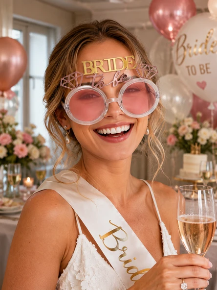 Bride To Be Altın Yazılı Pembe Parti Gözlüğü Bekarlığa Veda Aksesuarı ürün görseli 1