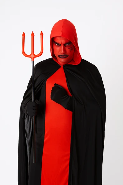 Halloween Cadılar Bayramı Şeytan Mızrağı 52 cm kırmızı 3 Çatllı Katlanabilir Korku Aksesuarı ürün görseli 1