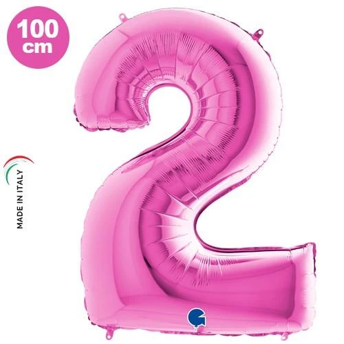 2 Rakam Folyo Balon Pembe 40Inc 100cm ürün görseli 1