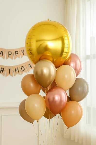 Folyo Balon 22 İnç KÜRE ALTIN GOLD - Resim 3