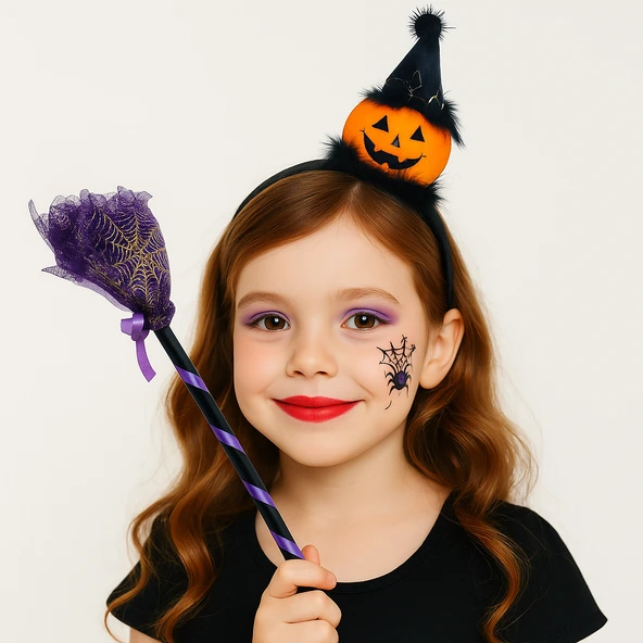 Halloween Cadılar B Taç Bal Kabağı Ponponlu Şapkal ürün görseli 1