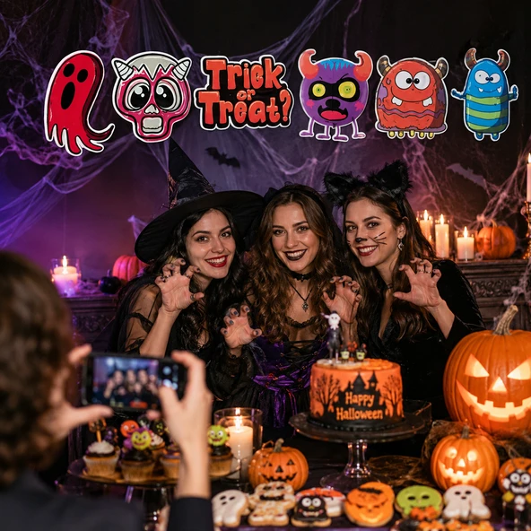 Halloween Monster Banner Cadılar Bayramı Korku Parti Süsü Dekorasyon Seti ürün görseli 1