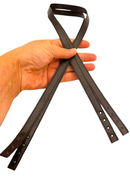 Çanta Aksesuar Slim Model 70x1.2 cm Suni Deri Koyu Kahve Renk Çift Çanta Sapı ürün görseli 1