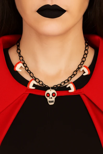 Halloween Cadılar Ba Korkunç Kolye Kurukafa diş50c ürün görseli 1