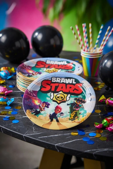 Brawl Stars Karton Tabak 8'li 23 cm Doğum Günü Parti Servis Tabağı Seti ürün görseli 1