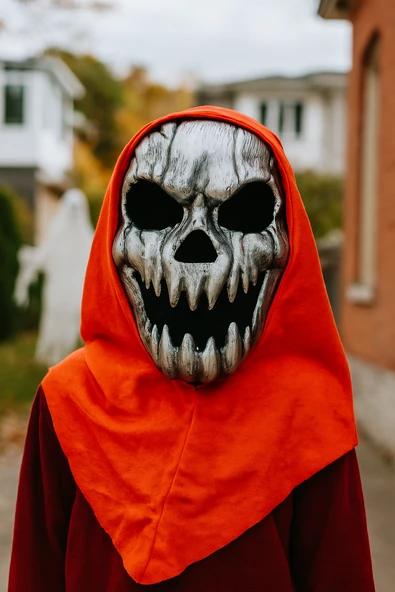 Halloween Maske Plastik İskelet gümüş arkası tüllü ürün görseli 1