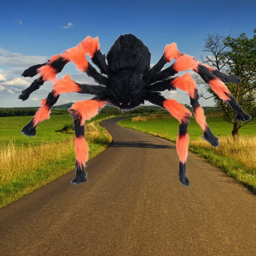 Halloween Örümcek Figür 50 Cm Siyah-Turuncu - Resim 3