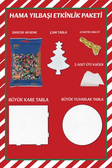 Hama boncuk Yılbaşı Yeni yıl ağaç süsleme paketi ürün görseli 1