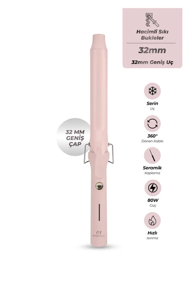 KS-332 32mm Kalın Saç Maşası - Hacimli Doğal Dalga ve Bukle Yapıcı 80W ürün görseli 1