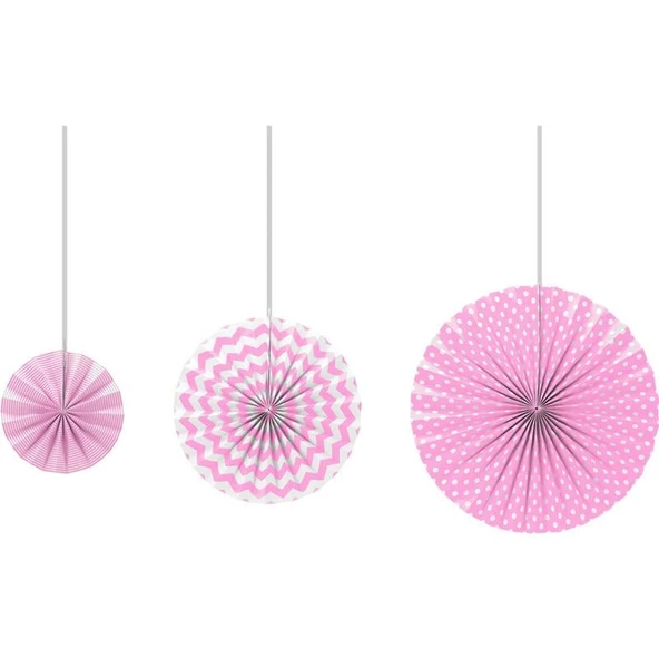 Yelpaze Dekor Süs Seti Mavi 3Lü Kf109-PEMBE - Resim 6