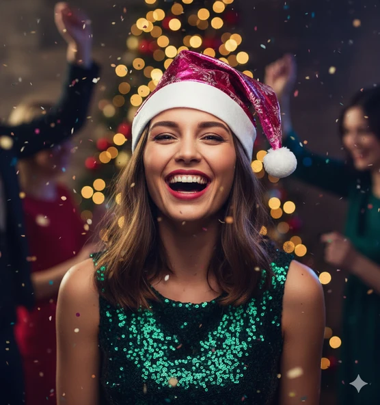 58 cm Parlak Kadife Fuşya Noel Baba Şapkası – Kardanesi Desenli Yılbaşı Parti Aksesuarı ürün görseli 1